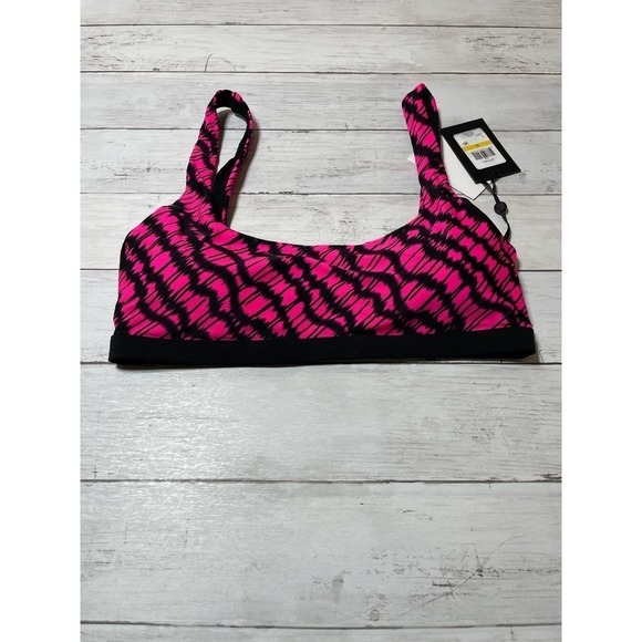 DKNY Women's Printed Square Neck Bikini Top Swimsuit Pink - Picture 3 of 8